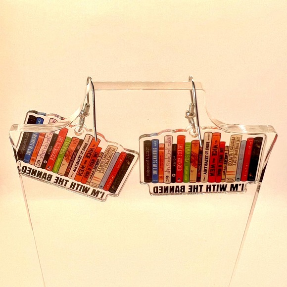 Banned Book Earrings - Librarian Earrings - Teacher Earrings - Book Worm Earring - Picture 5 of 9